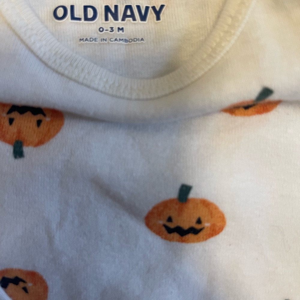 Old Navy White Bodysuit with Orange Pumpkin Print - Picture 2 of 3